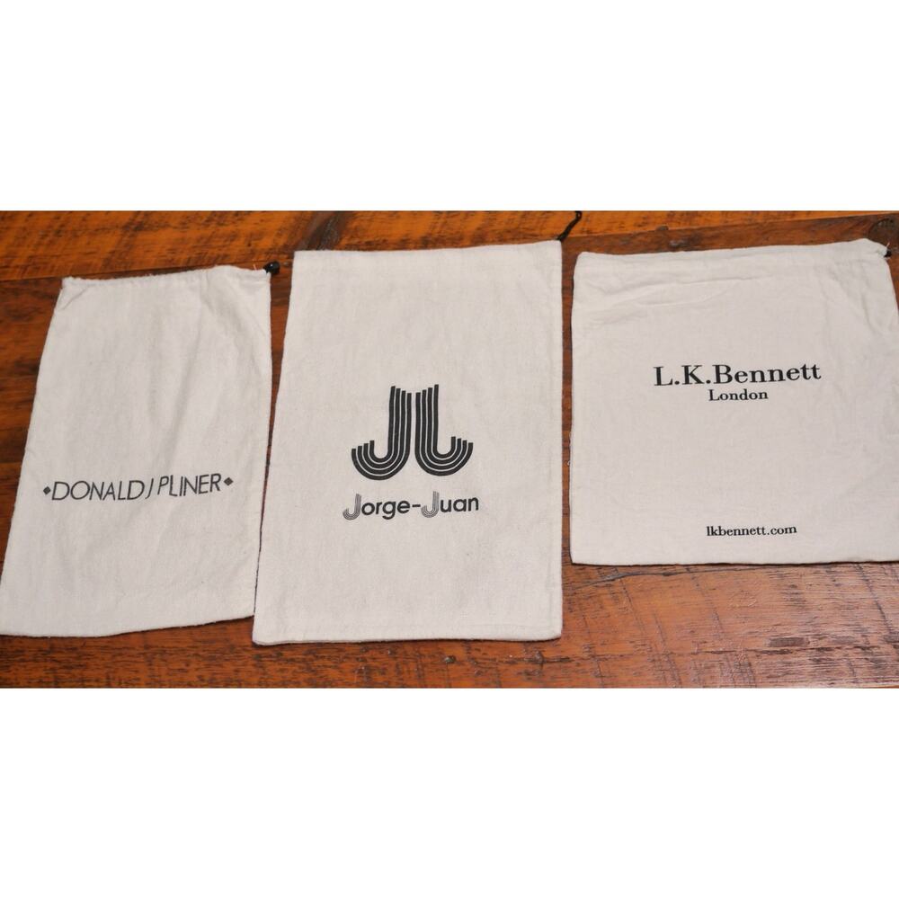 Lot 3 LK Bennett Donald Pliner Jorge-Juan White Cotton Flannel Shoe Dust Bags